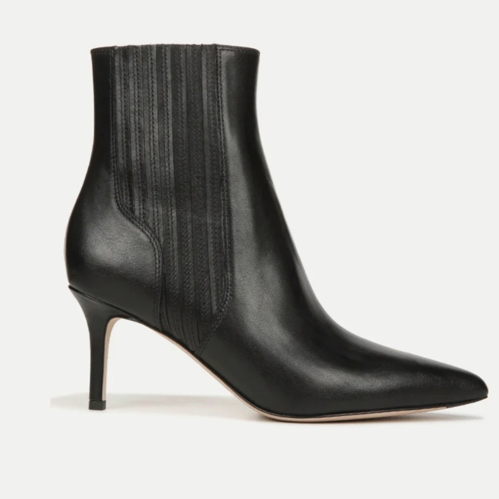 Veronica Beard Lisa Leather Mid-Heel Bootie